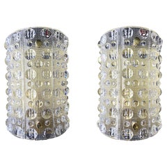 Vintage Pair of Orrefors Glass Wall Sconces by Carl Fagerluind for Lyfa
