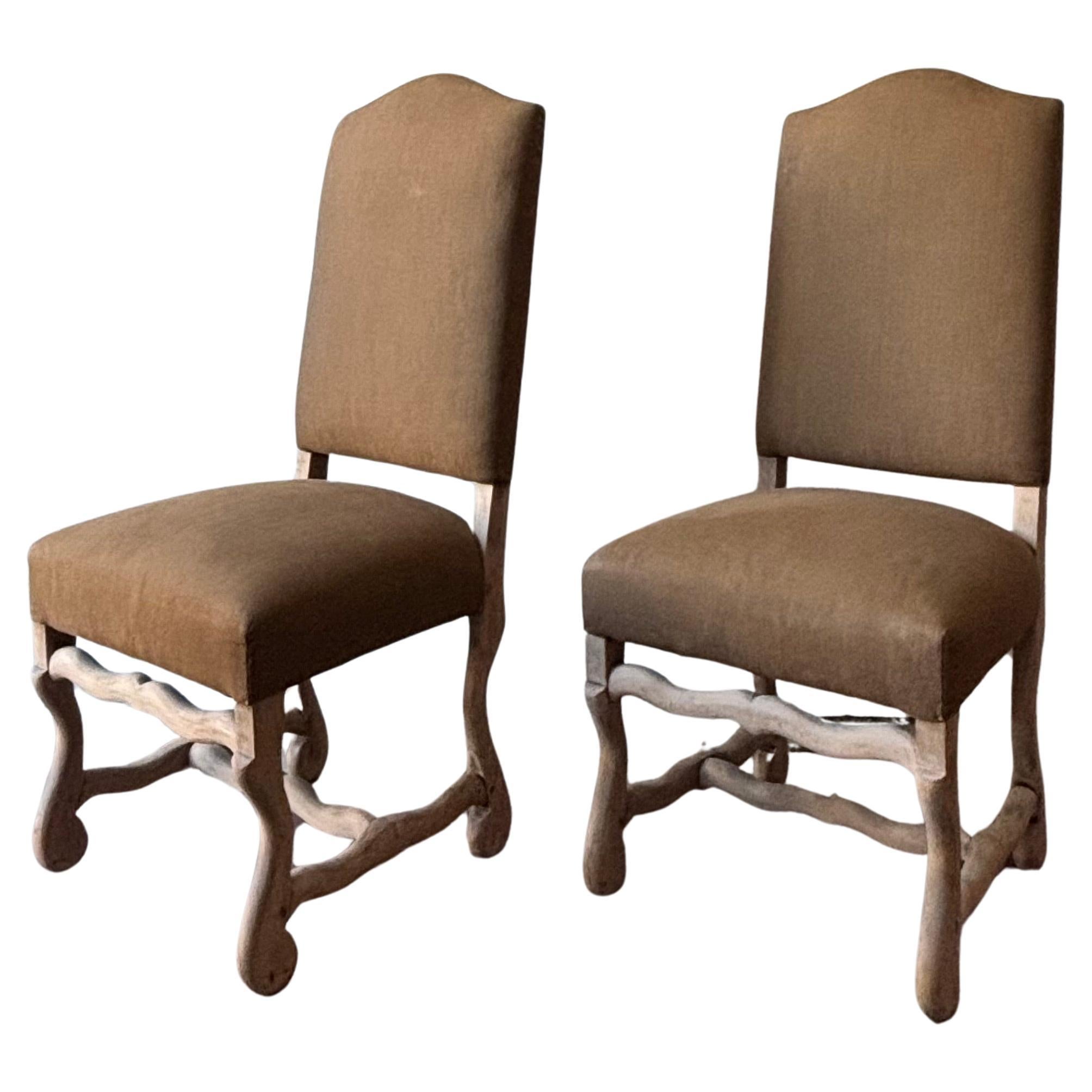 A Pair of os de mouton side chairs, French 1950s For Sale