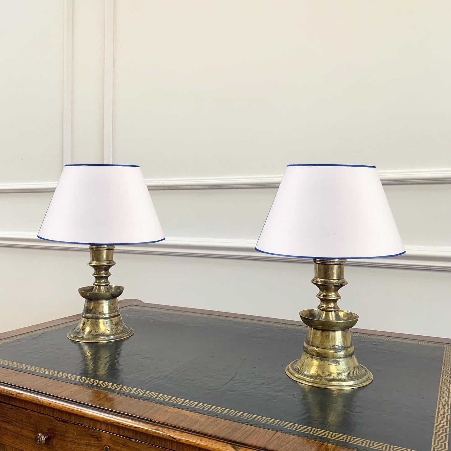 Other A Pair of Ottoman Brass Candlesticks, Now As Lamps