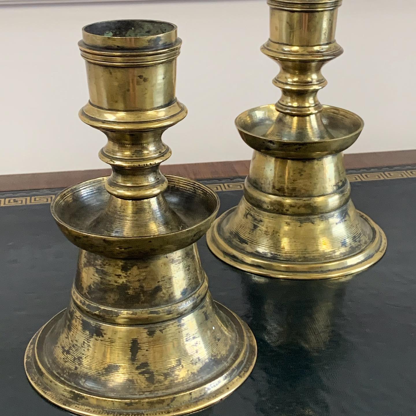 A Pair of Ottoman Brass Candlesticks, Now As Lamps In Excellent Condition In London, GB