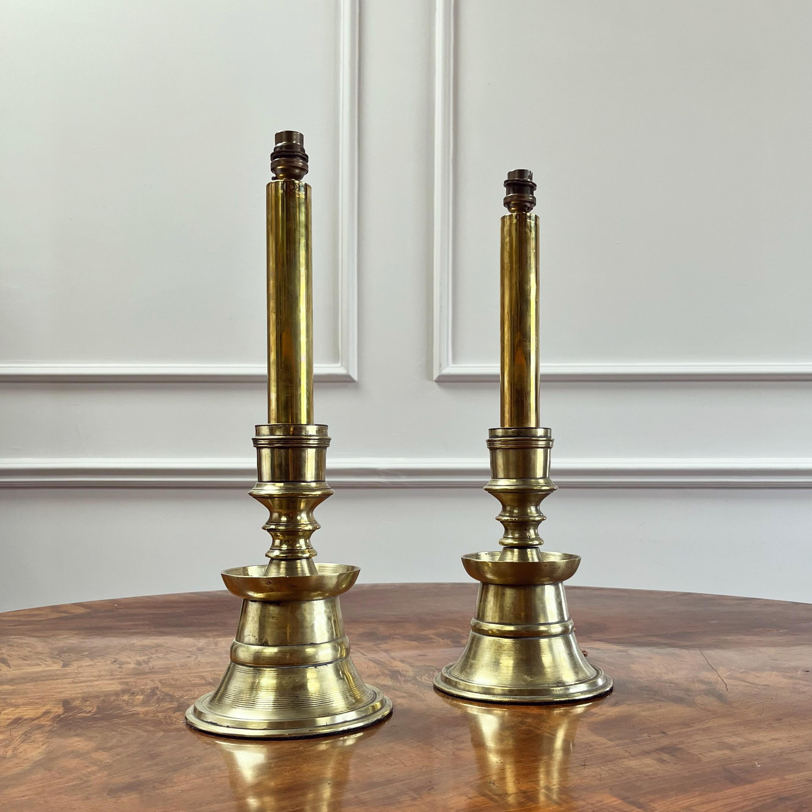 A Pair of Ottoman Candlesticks, Now as Lamps In Excellent Condition For Sale In London, GB