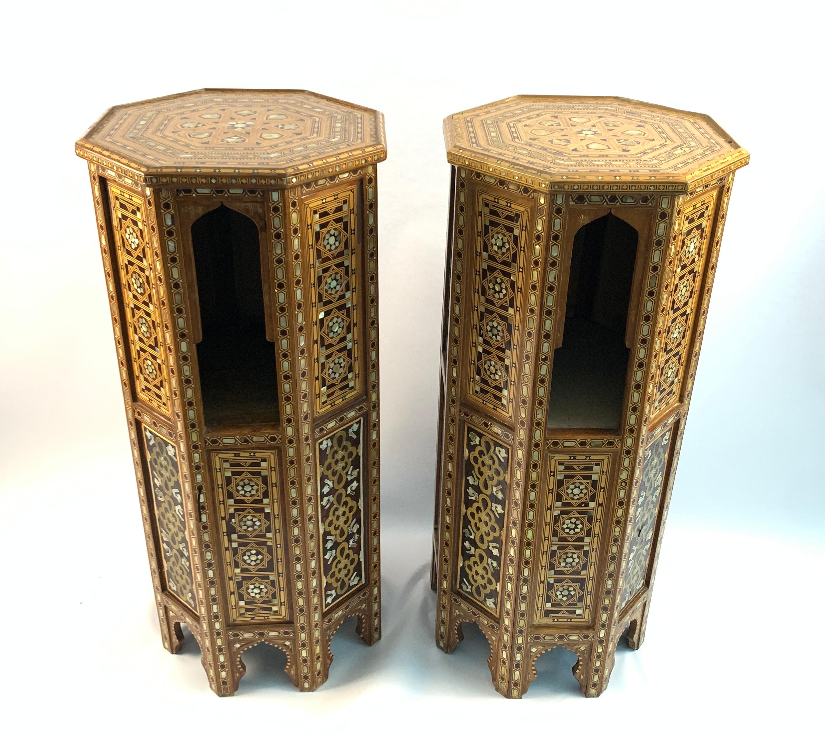 Pair of Ottoman Mother-of-pearl and Tortoiseshell Stands, 19th Century For Sale 2