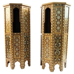 Pair of Ottoman Mother-of-pearl and Tortoiseshell Stands, 19th Century
