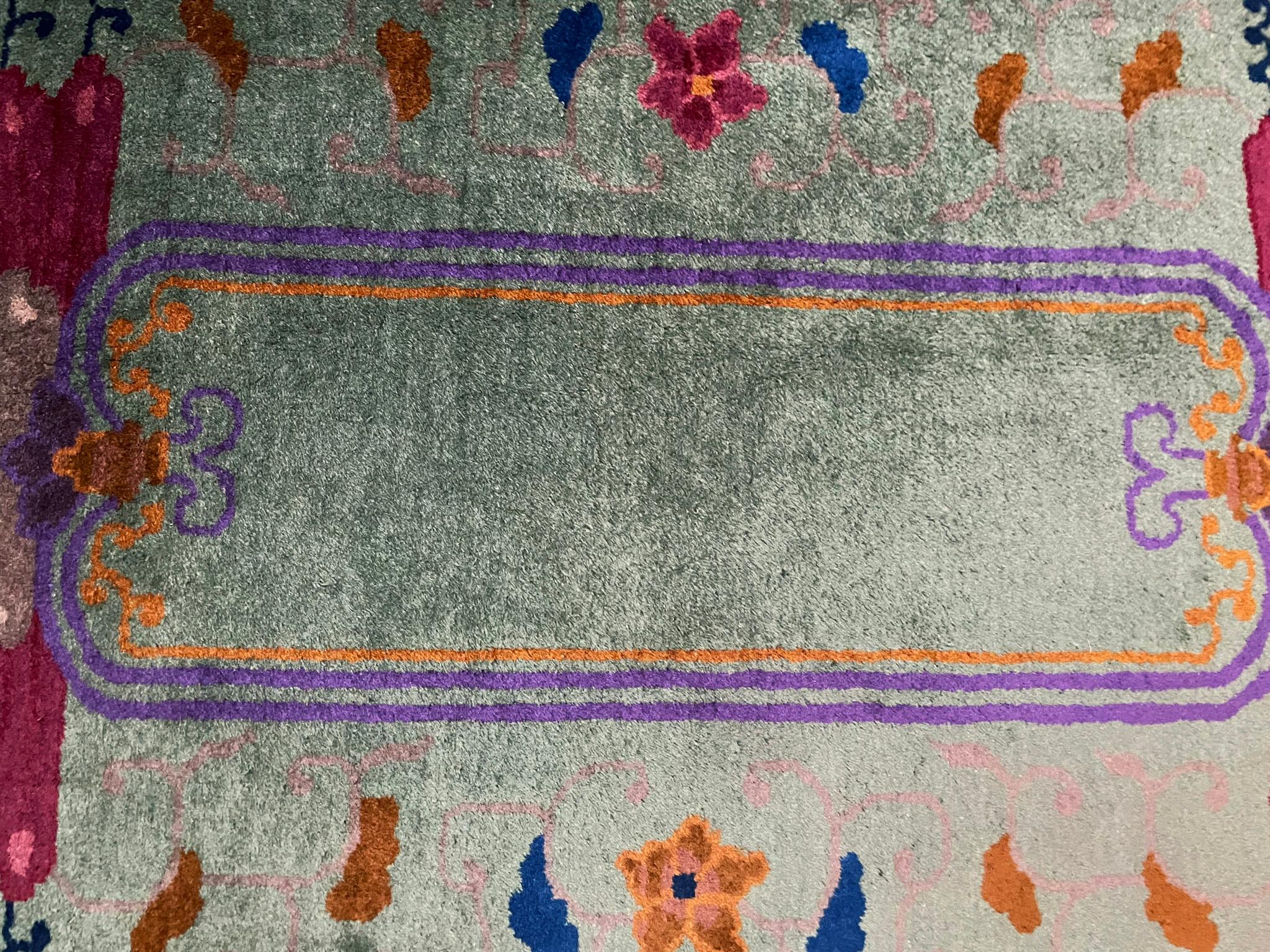 Paar handgefertigte antike chinesische Art-Déco-Teppiche, je 2'6