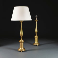 A Pair of Overscale Brass Candlestick Lamps