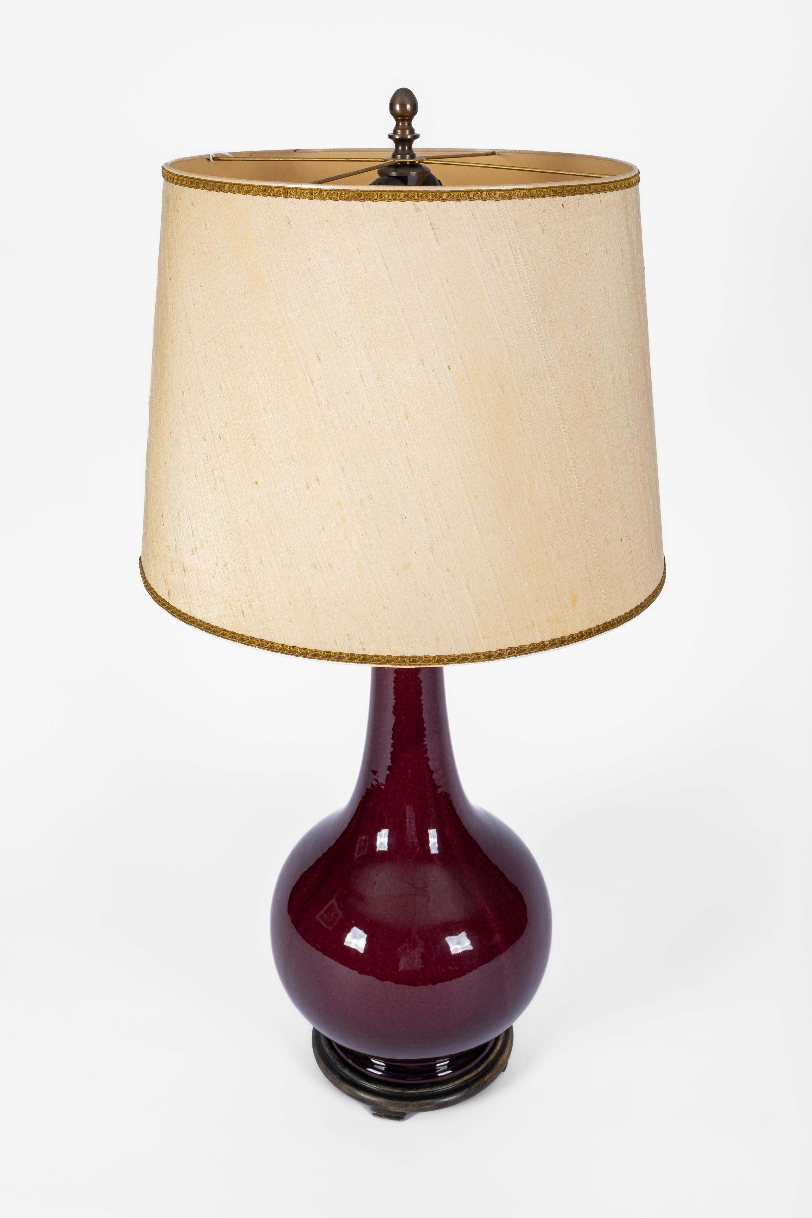 Paire de lampes de table en céramique émaillée de couleur sang-de-bœuf État moyen - En vente à Zemst, BE