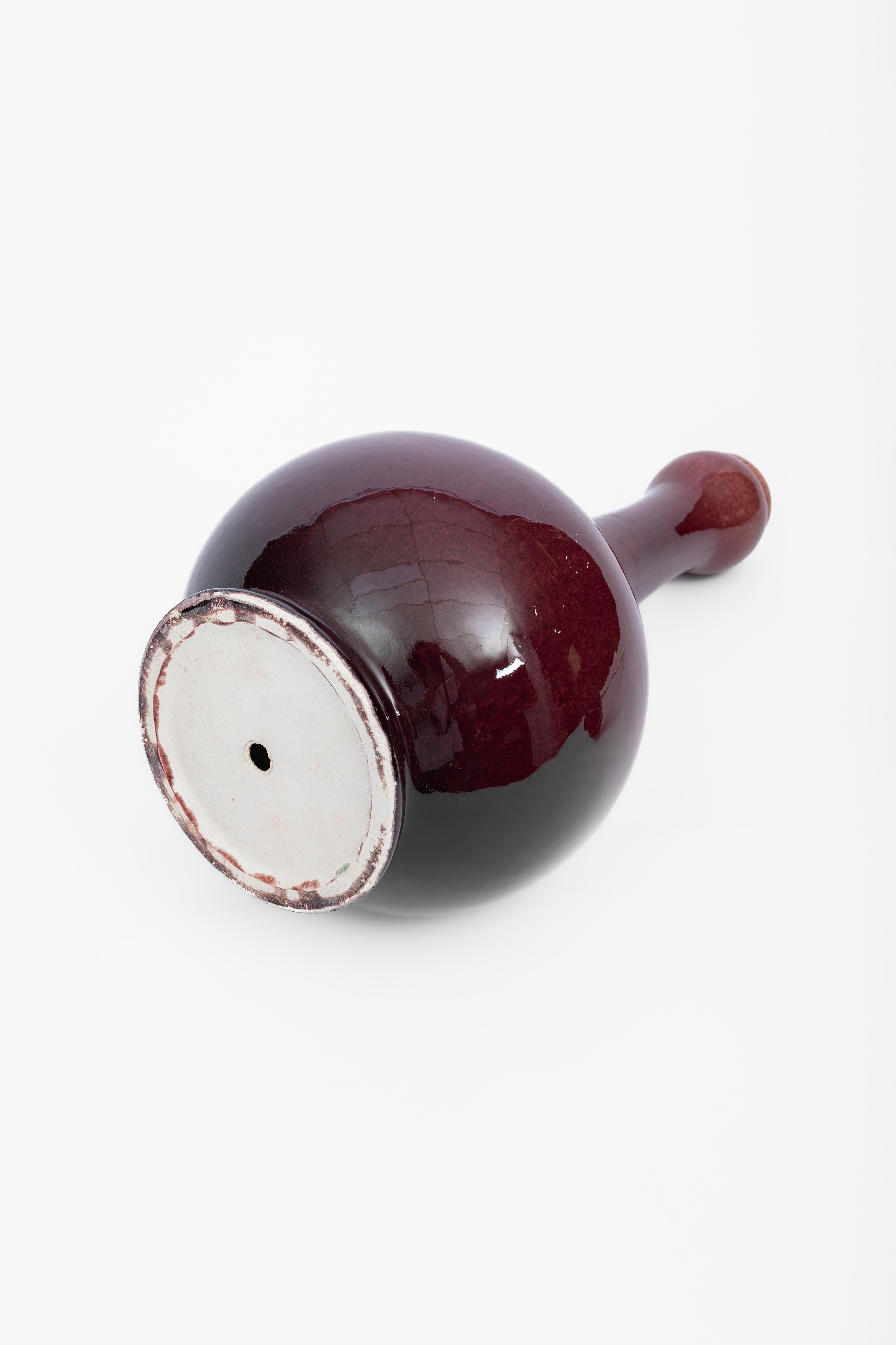 20ième siècle Paire de lampes de table en céramique émaillée de couleur sang-de-bœuf en vente