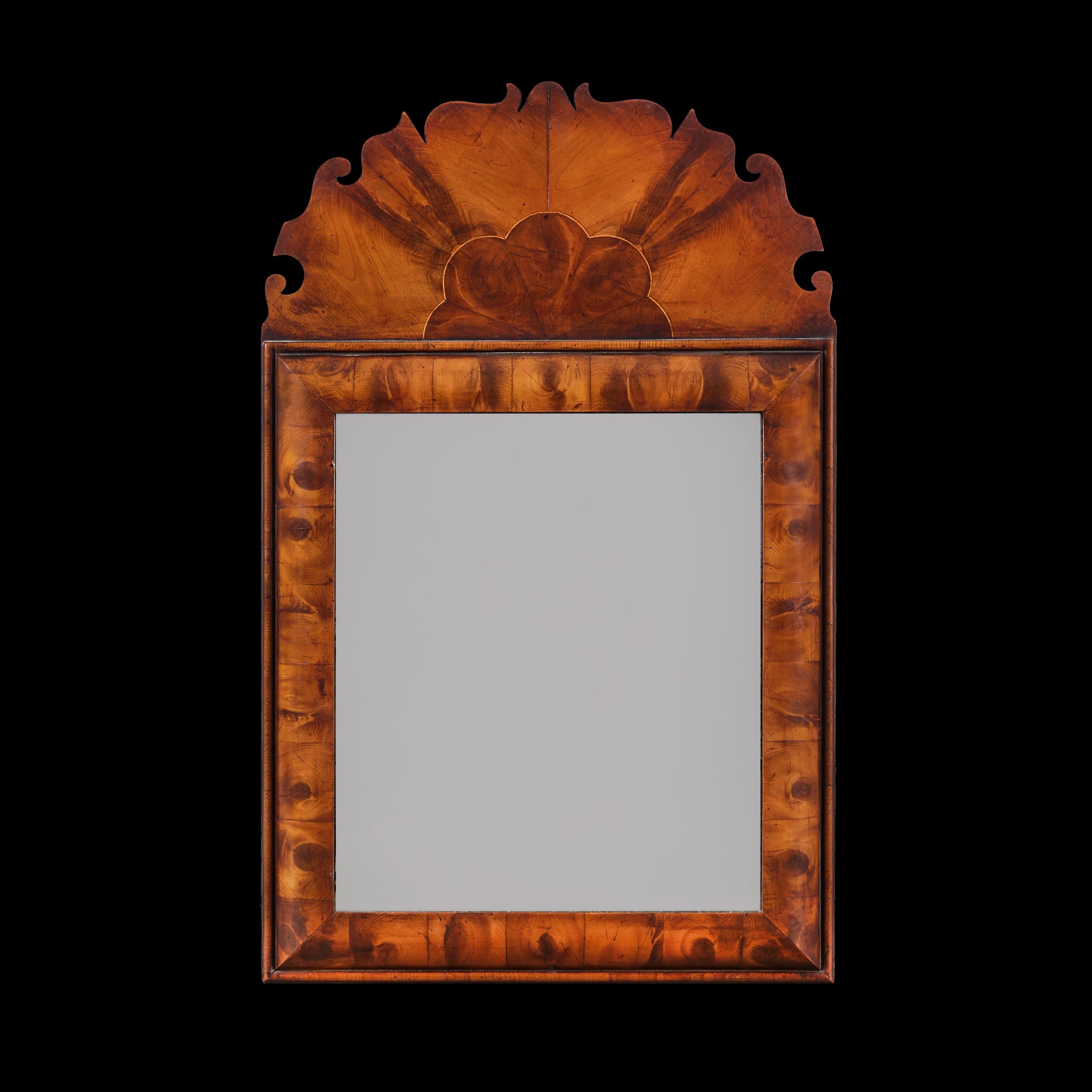 English A Pair of Oyster Veneered Cushion Frame Pier Mirrors