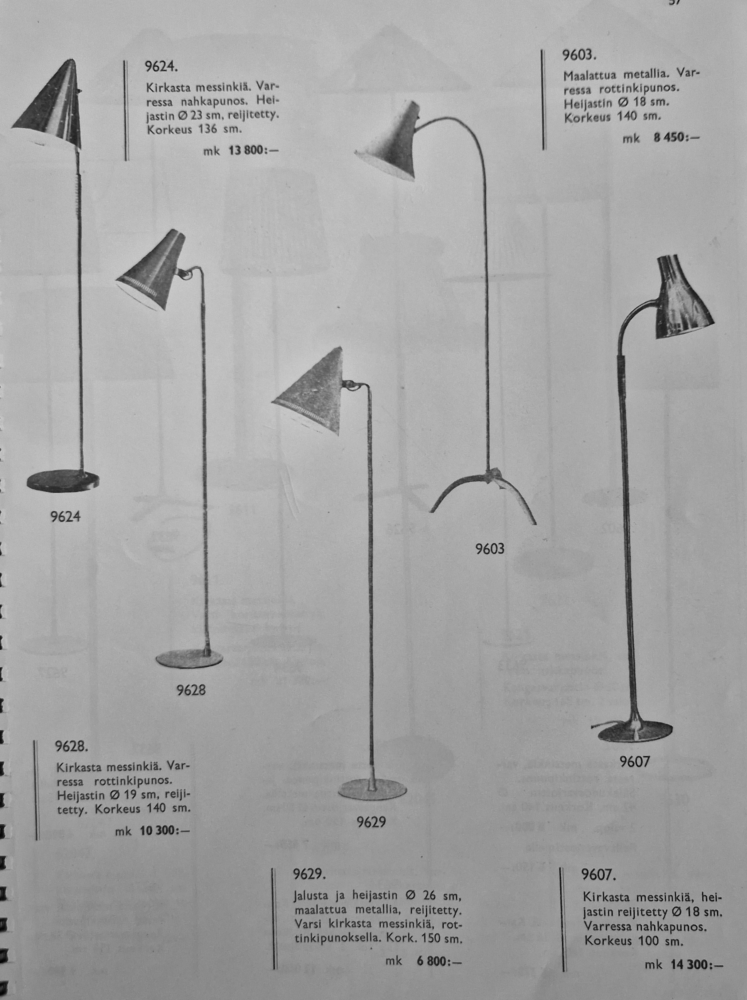 A Pair of Paavo Tynell Floor Lamps Model '9628'  for Taito For Sale 11