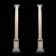 Pair of Paint Decorated Roman Columns Having Hand Painted Flowers, circa 1940