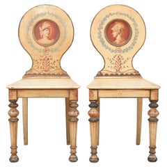 Pair of Painted 19th Century Hall Chairs