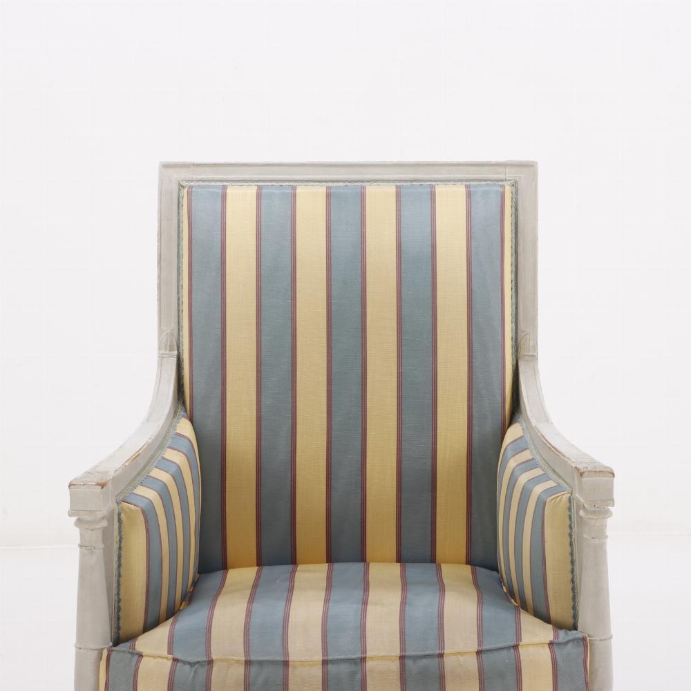 Paire de chaises bergères peintes de style Directoire C 1900. en vente 2