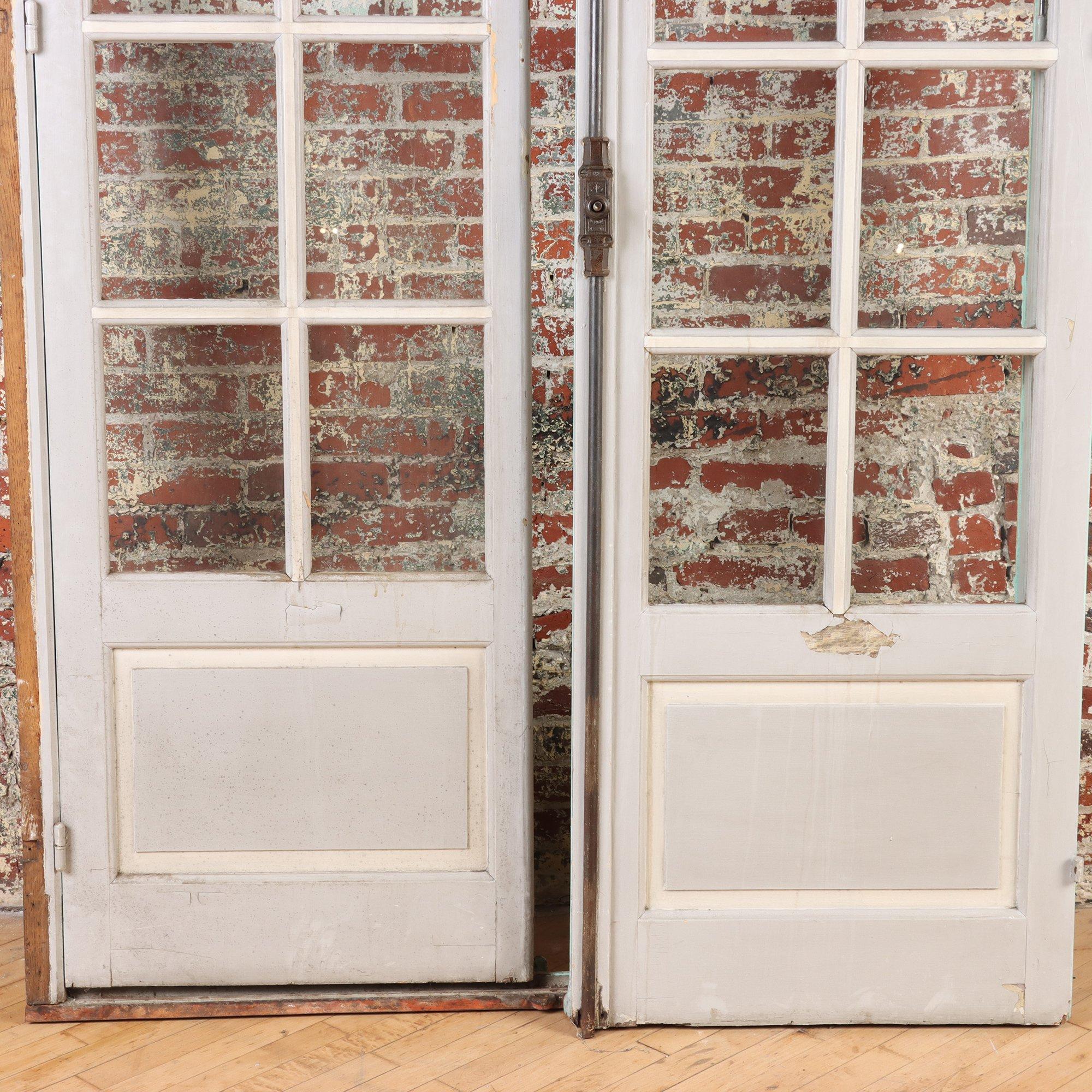 Early 20th Century Pair of Painted French Doors with Individual Panes, circa 1900