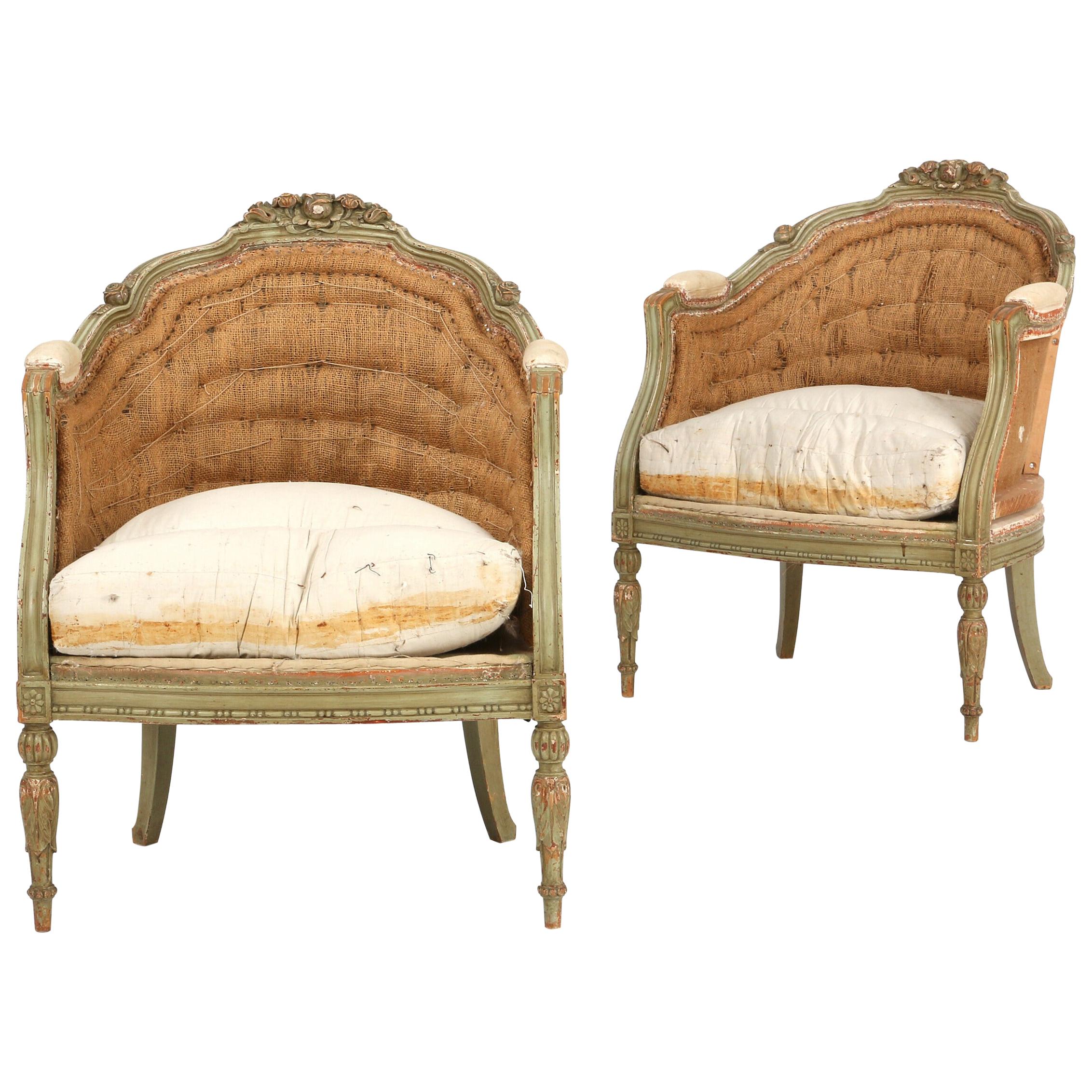 Pair of Painted Gustavian Style Armchairs, Sweden