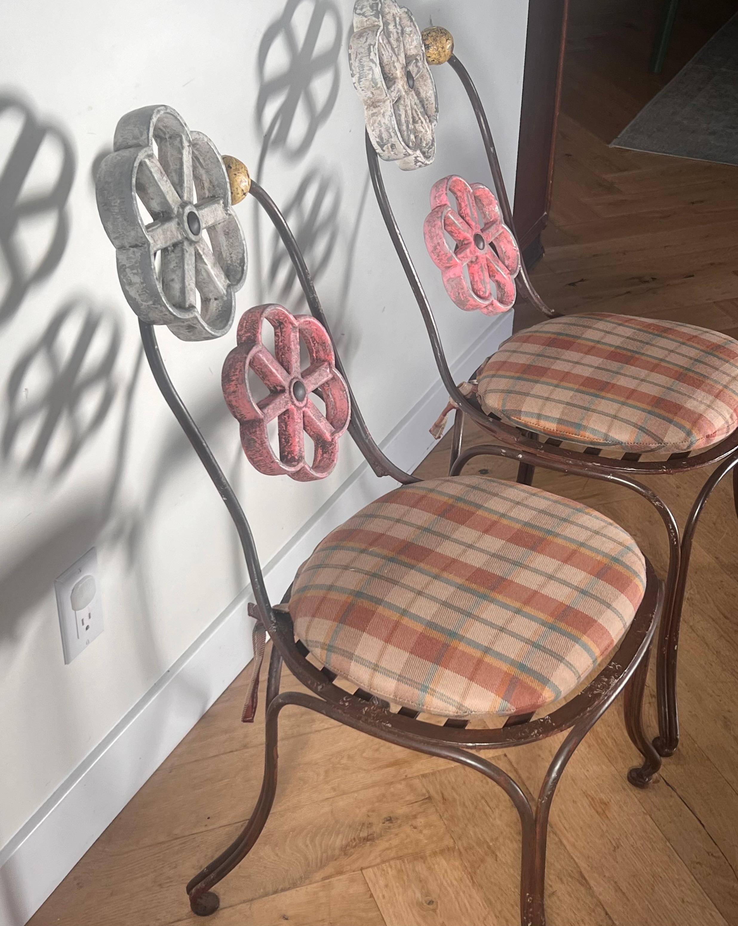 A pair of painted iron chairs by Joe Brown for Anthropologie, early aughts 3
