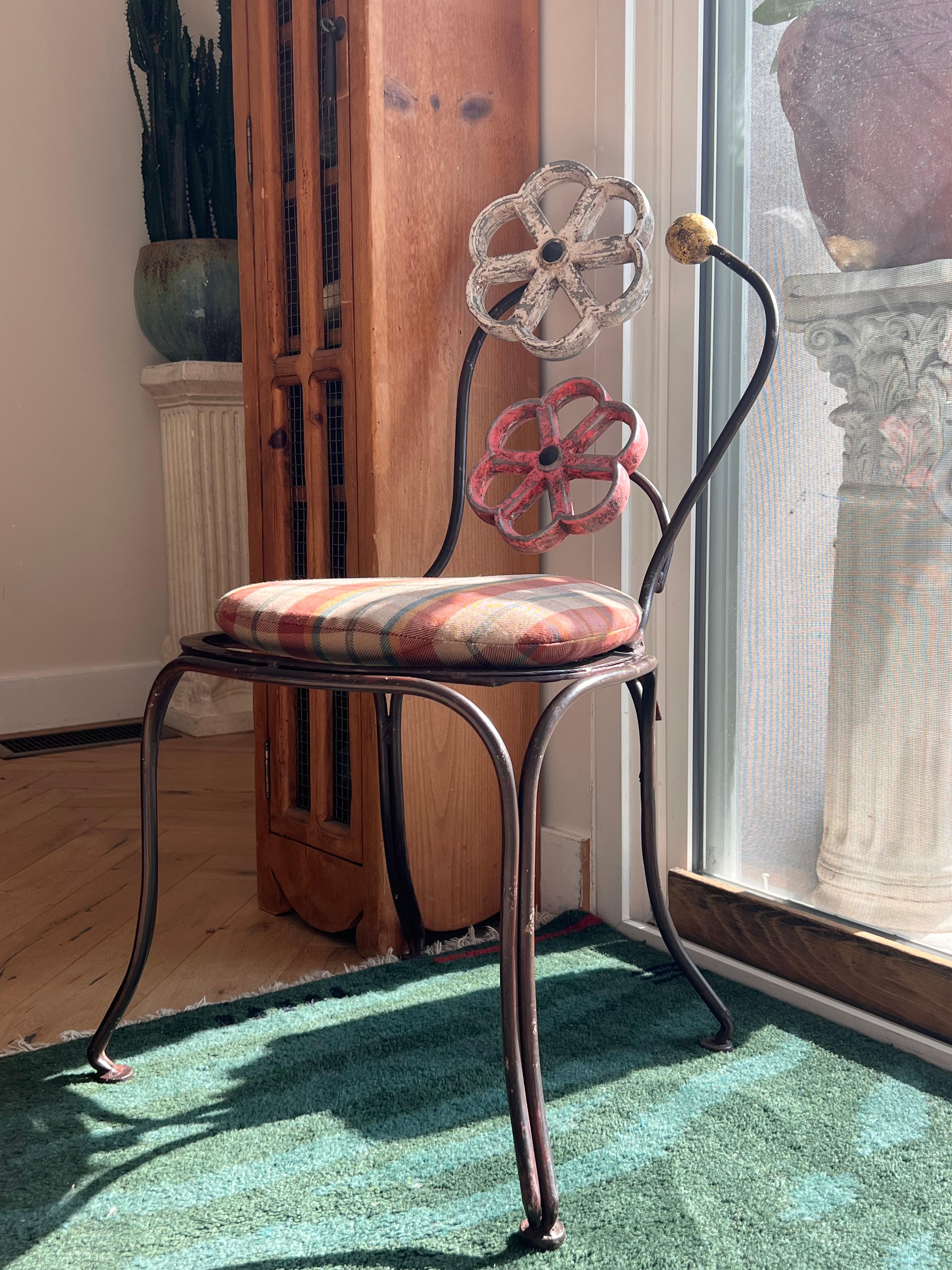 A pair of painted iron chairs by Joe Brown for Anthropologie, early aughts 13