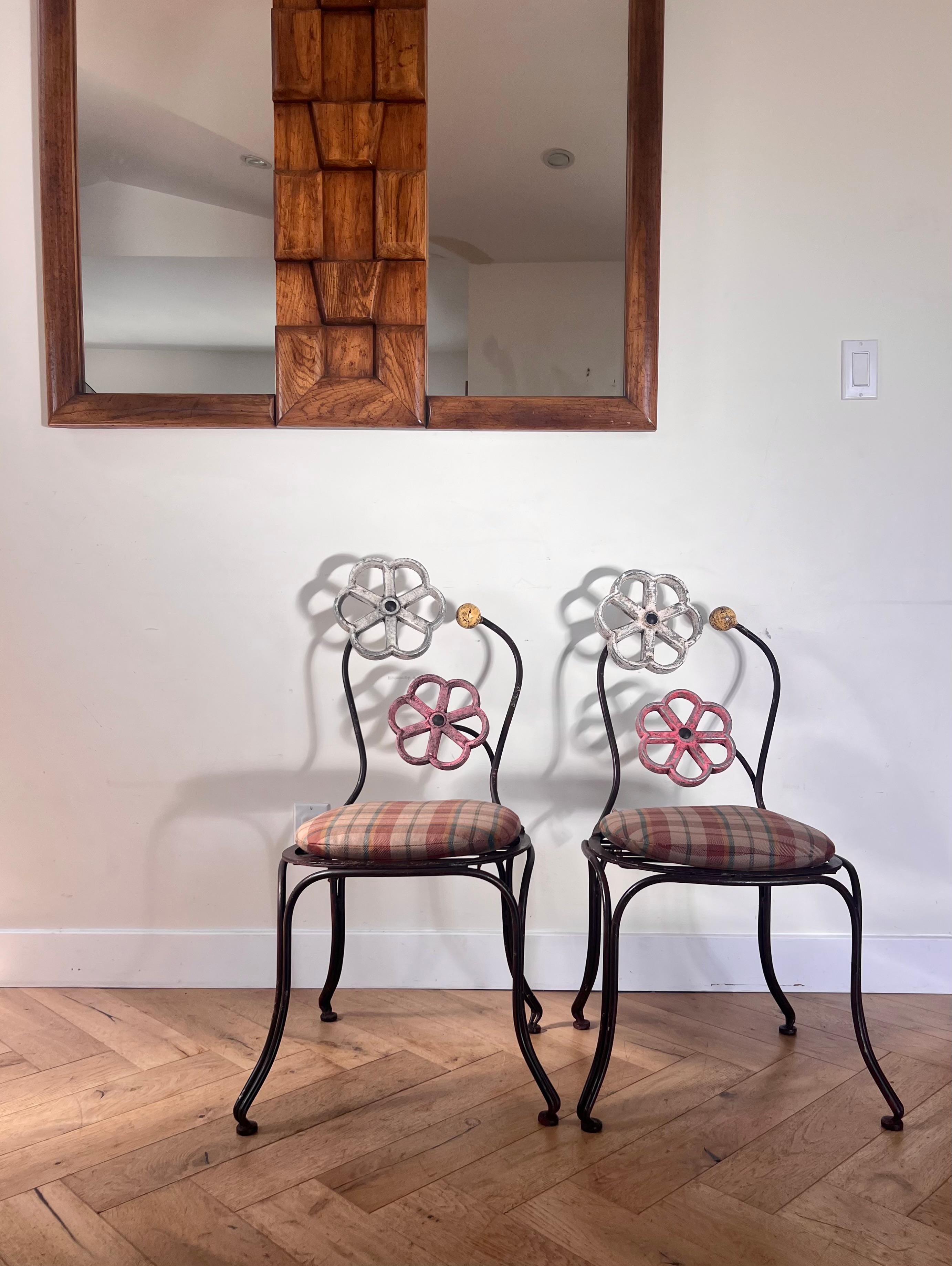 Arts and Crafts A pair of painted iron chairs by Joe Brown for Anthropologie, early aughts