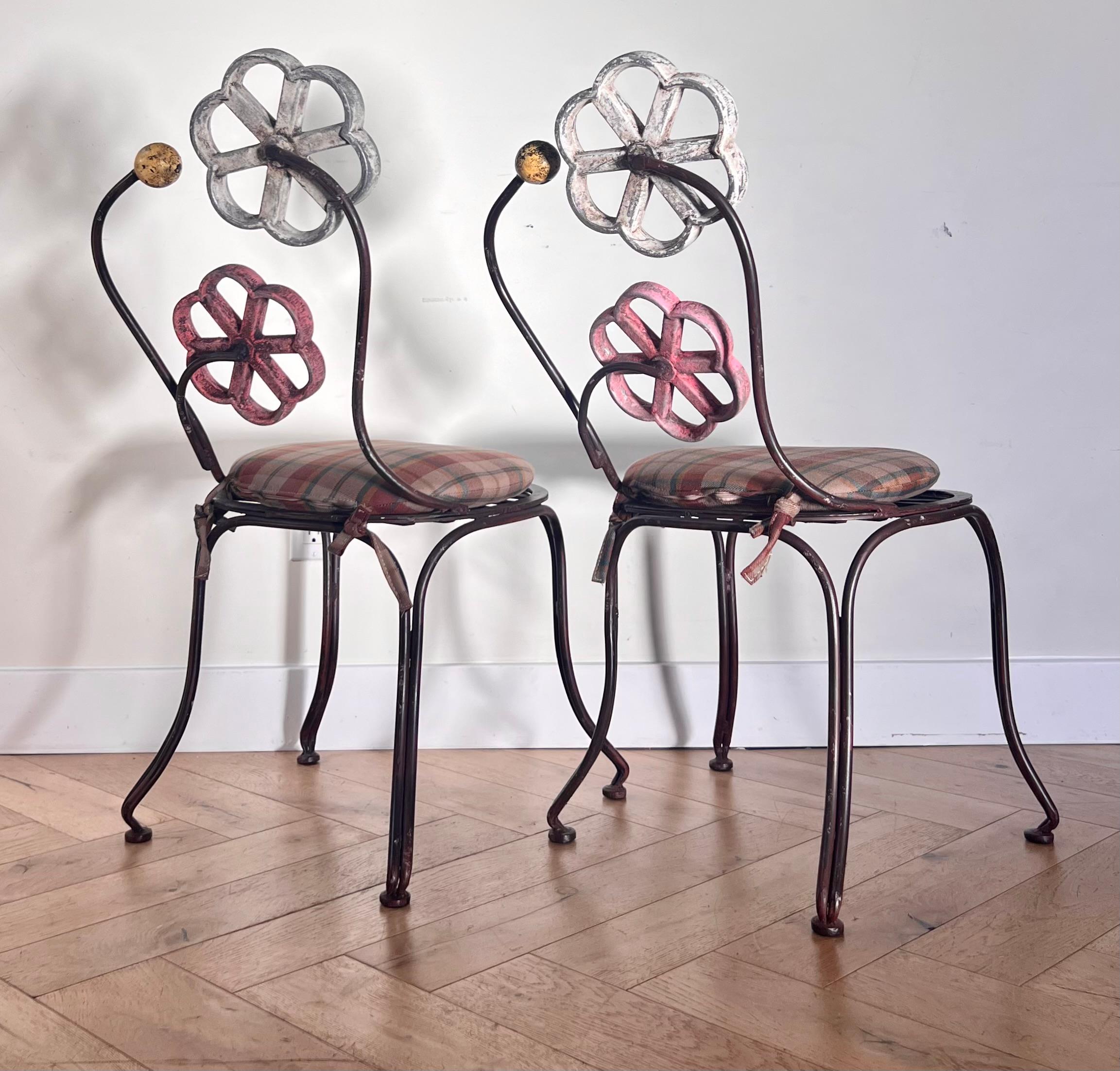 Contemporary A pair of painted iron chairs by Joe Brown for Anthropologie, early aughts