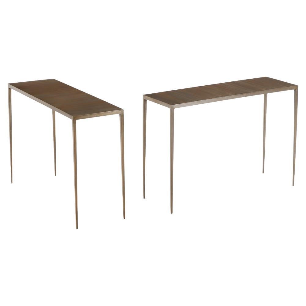 A Pair of Painted Iron Console Tables. For Sale