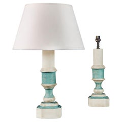 Antique A Pair of Painted Italian Bedside Lamps