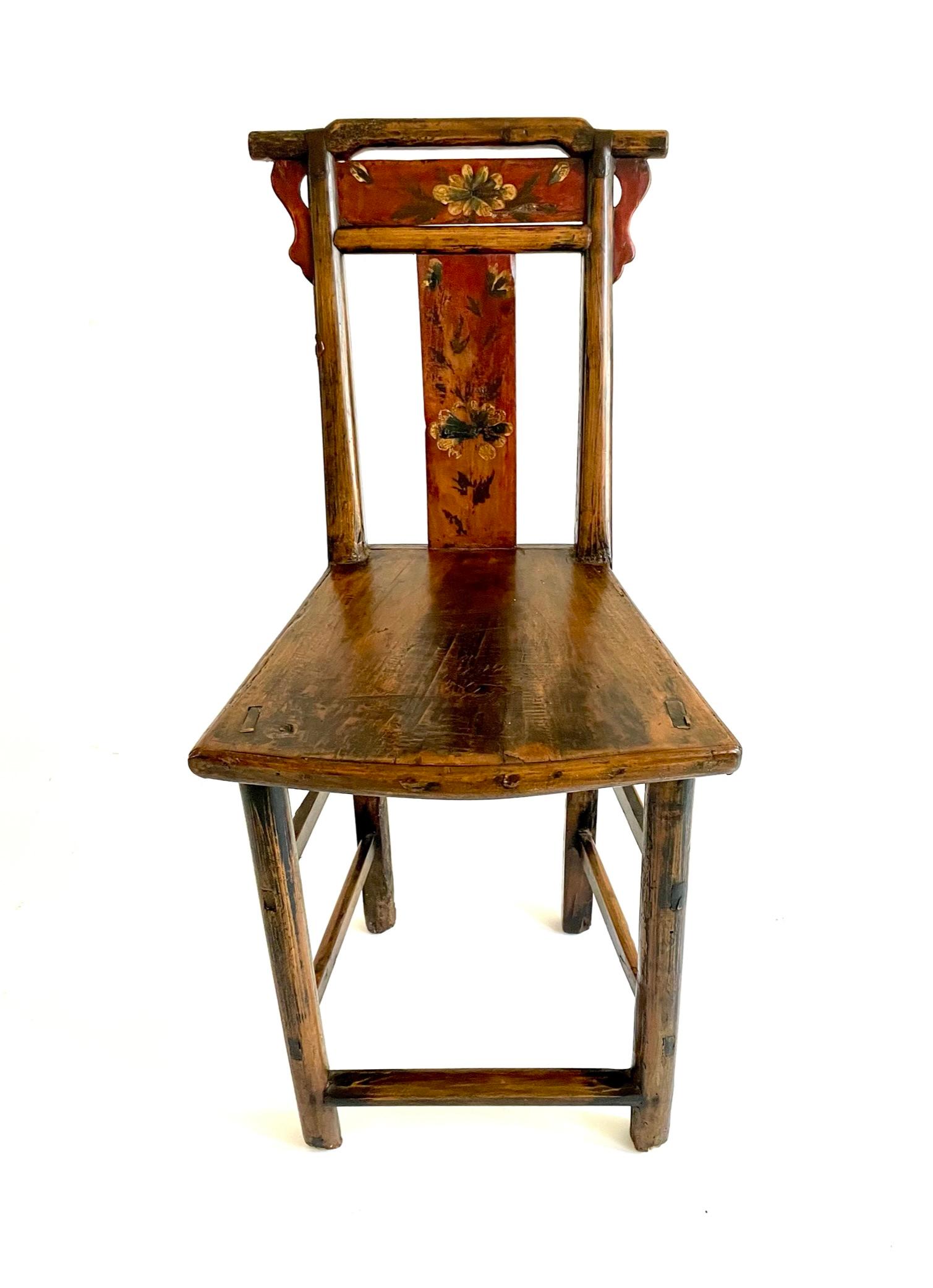 Hand-Crafted Pair of Painted Late 18th Century Chinese Chairs For Sale