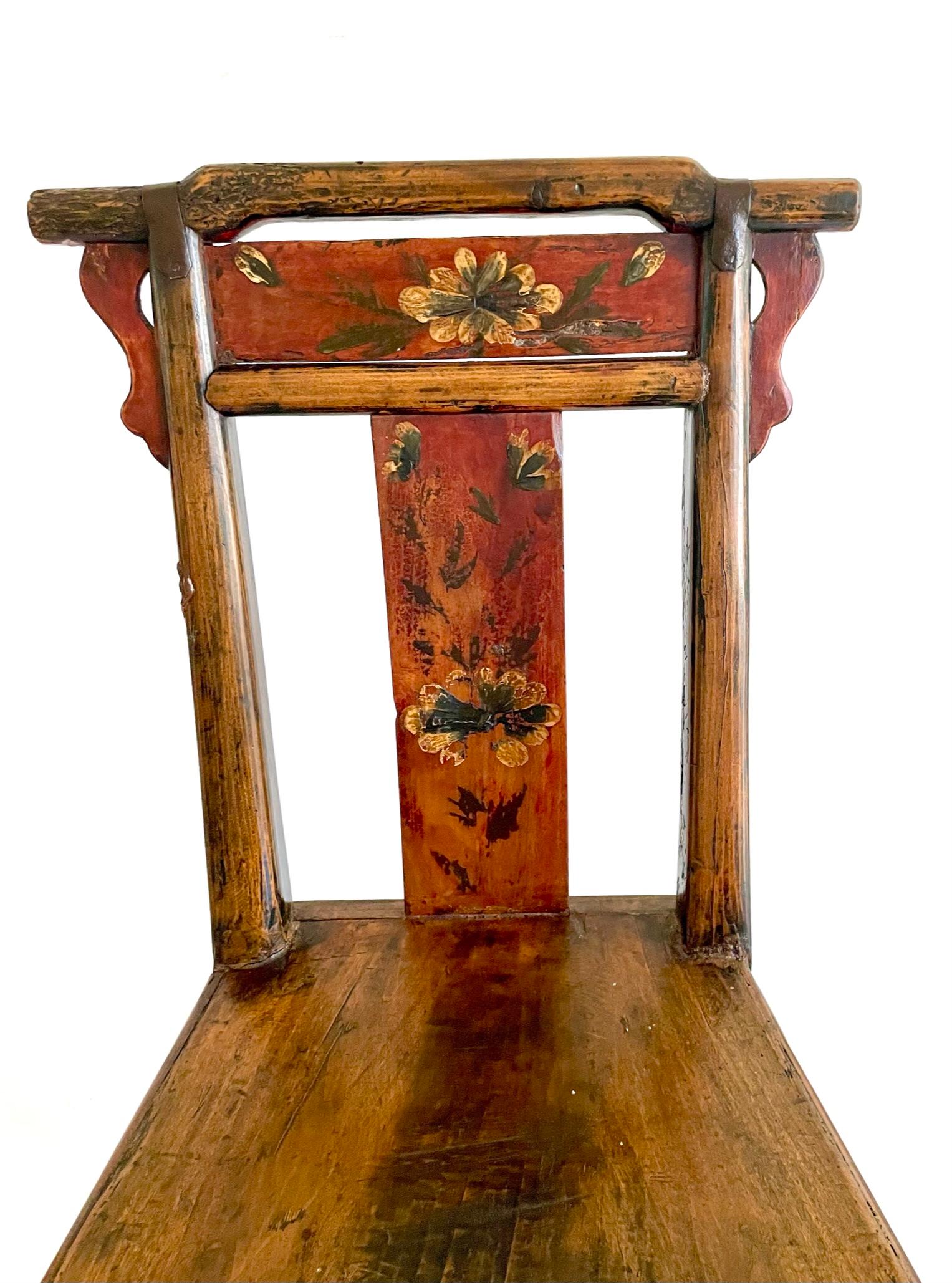 Pair of Painted Late 18th Century Chinese Chairs In Good Condition For Sale In Atlanta, GA