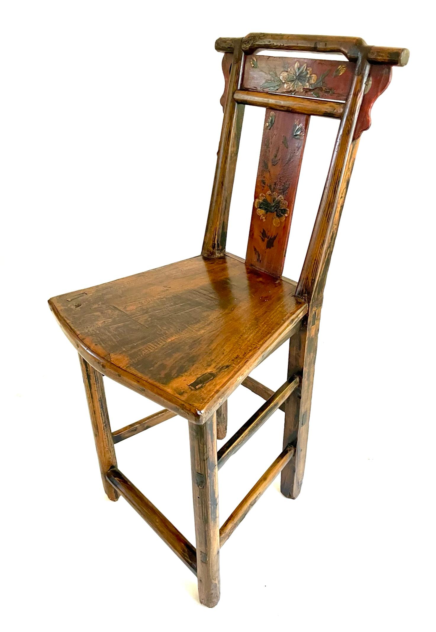 Pine Pair of Painted Late 18th Century Chinese Chairs For Sale