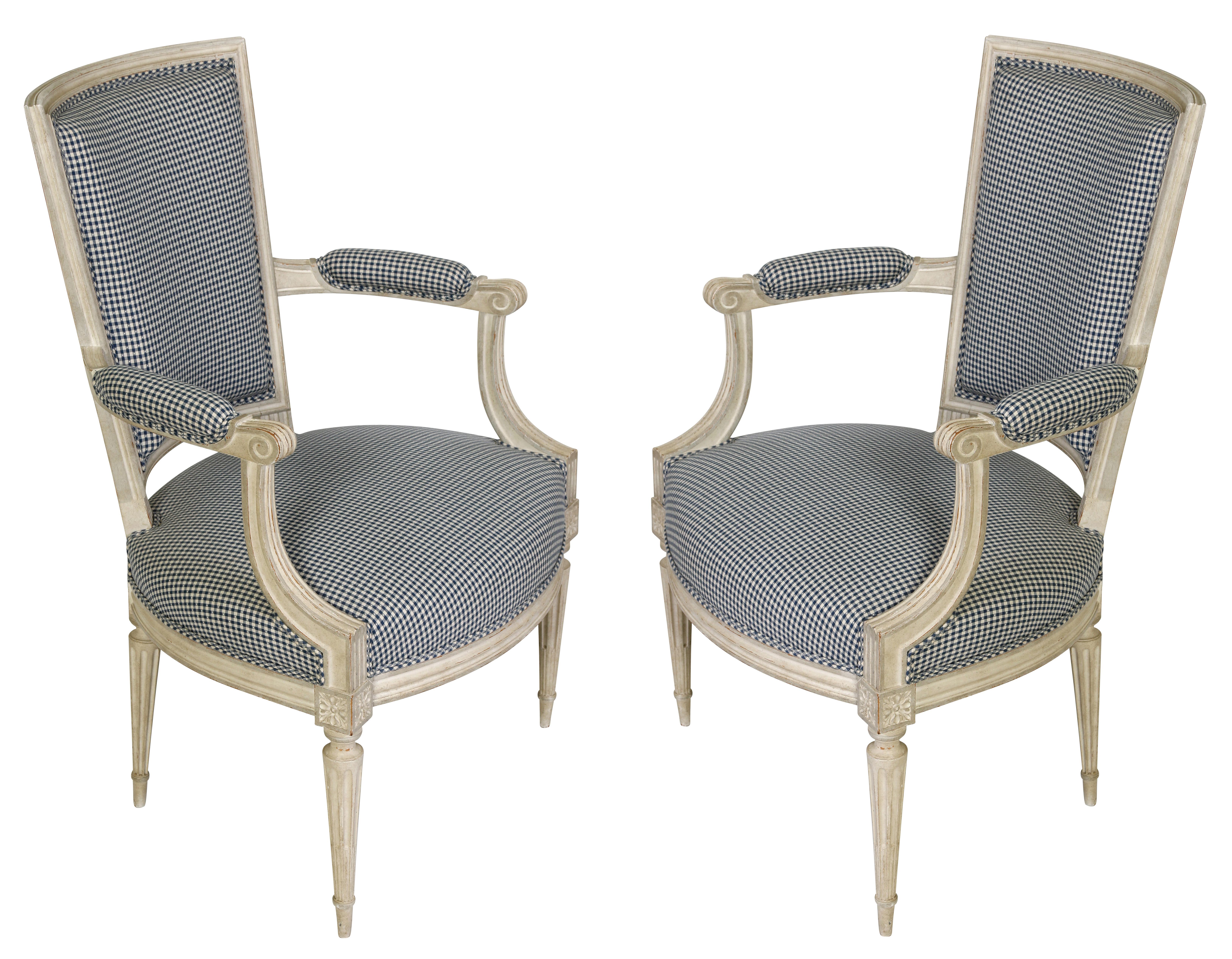Pair of Painted Louis XVI Style Armchairs In Good Condition For Sale In New York, NY