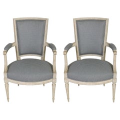 Pair of Painted Louis XVI Style Armchairs