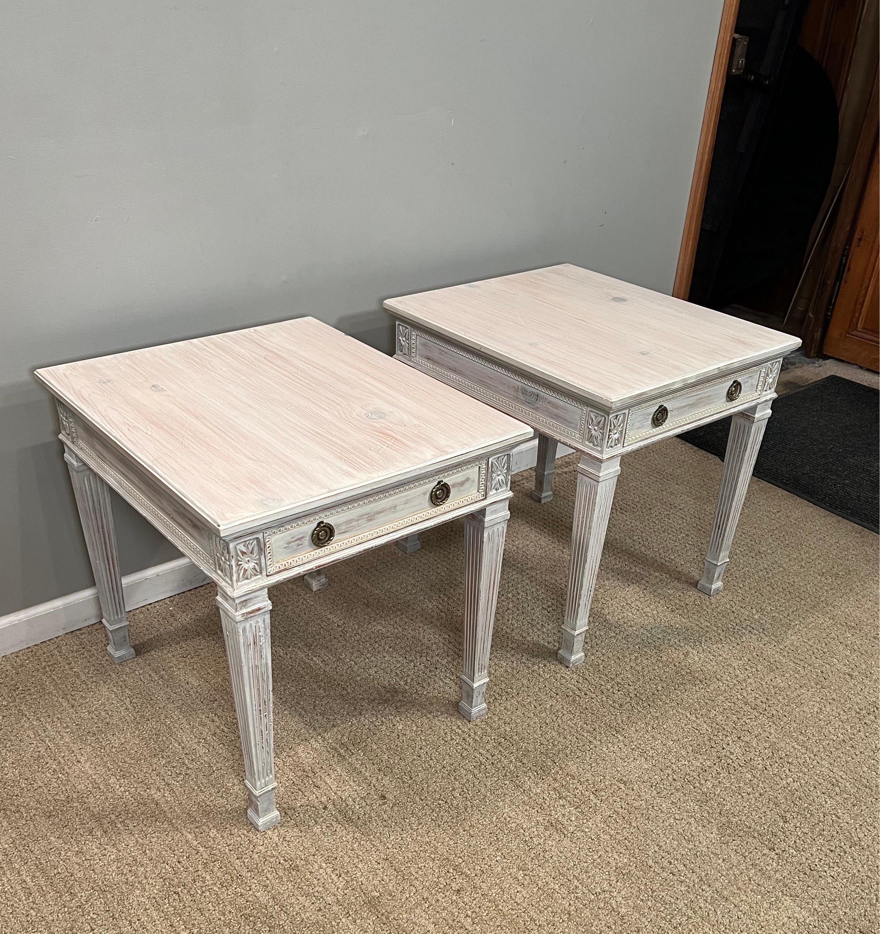 A pair of Painted Pine bedside tables.