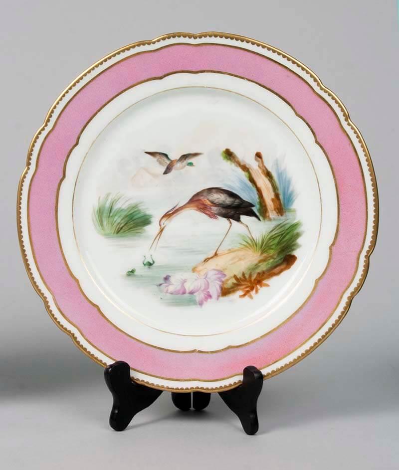 Romantic Pair of Painted Porcelain Cabinet Plates from Paris, 19th Century
