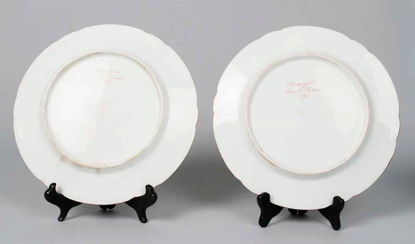 Late 19th Century Pair of Painted Porcelain Cabinet Plates from Paris, 19th Century