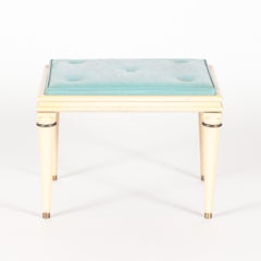 Pair of Painted Wood and Upholstered Foot Stools, circa 1950