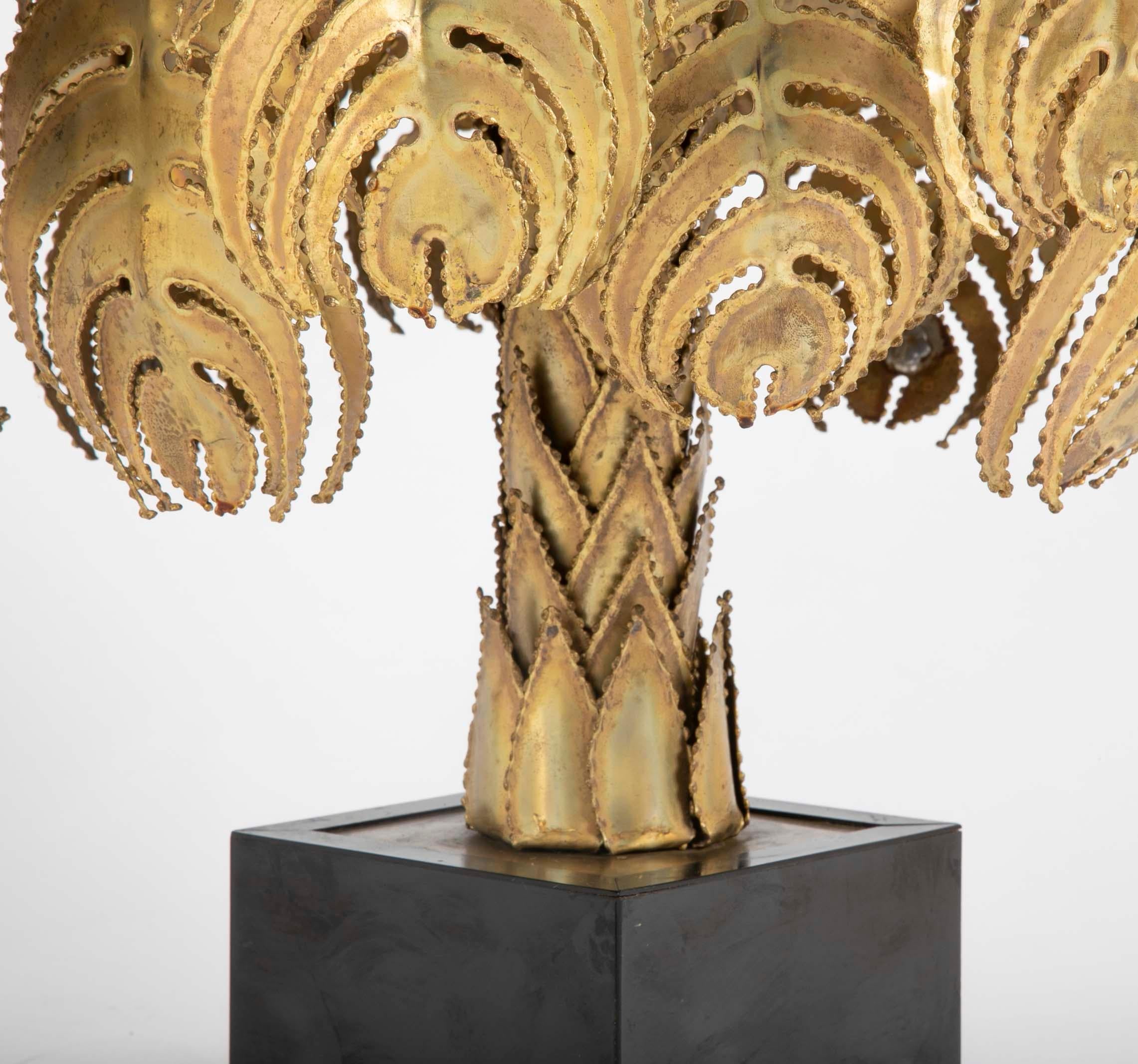 Late 20th Century Pair of Palm Tree Form Lamps by Christian Techoueyres for Maison Jansen For Sale