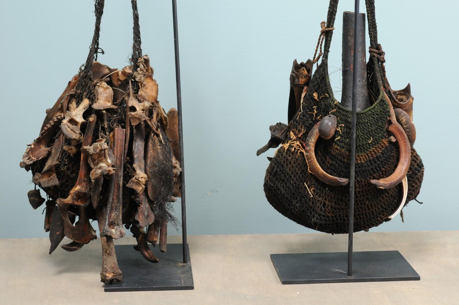 Pair of Papua New Guinea Tribal Medicine Bags from Mid-20th Century 4