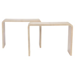 Pair of Parchment Covered Console Tables, Contemporary