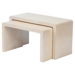 Pair of Parchment Nesting Tables, Contemporary