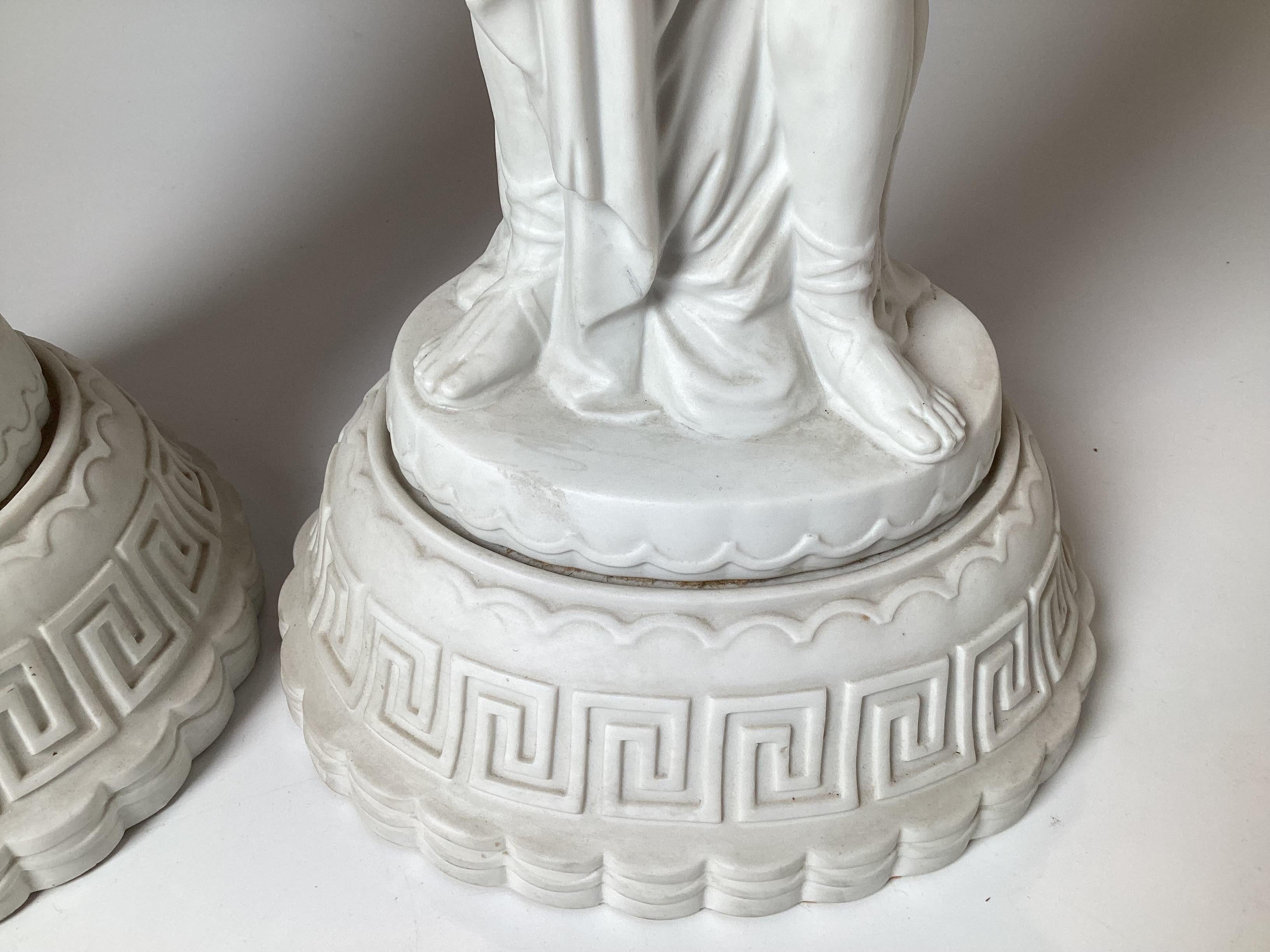 Pair of Parian Porcelain Neoclassical Statues For Sale 2