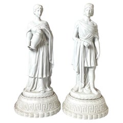Pair of Parian Porcelain Neoclassical Statues