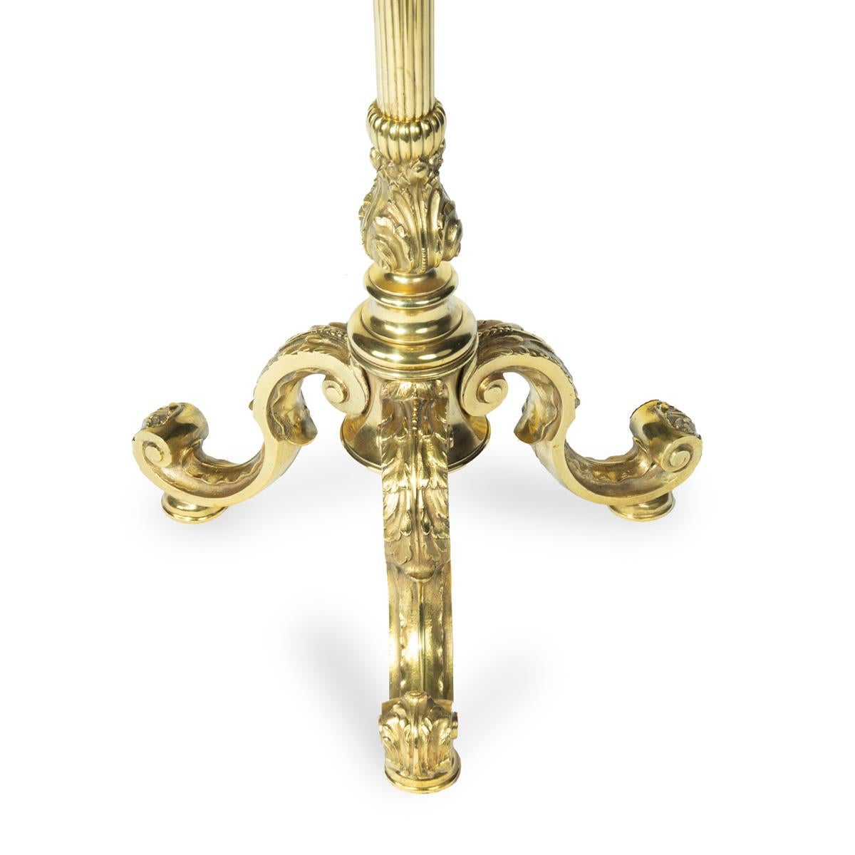 Brass A pair of particularly fine quality French solid brass standard lamps