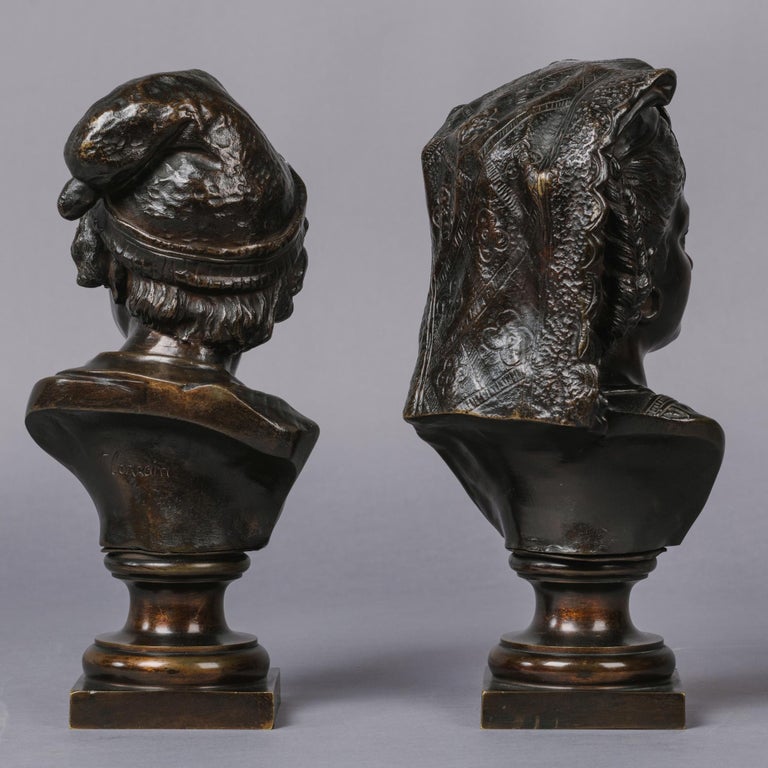 Pair of Patinated Bronze Busts In Good Condition For Sale In London, GB