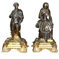 A   Pair of Patinated Bronze Figures of a Male and Female
