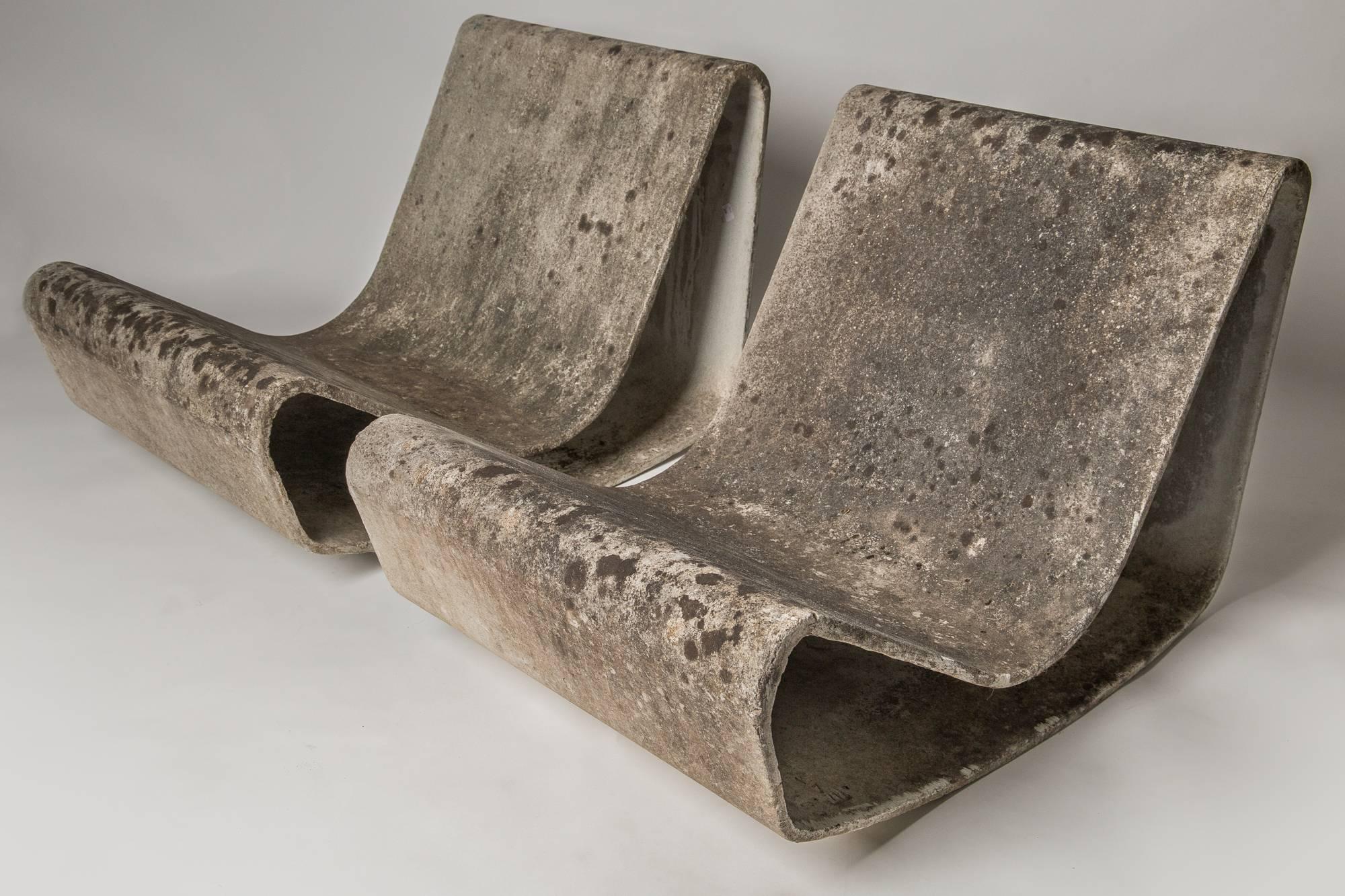 20th Century Pair of Patinated Brutalist Willy Guhl Chairs for Eternit, circa 1950s