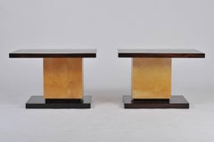 Pair of Paul Dupré-Lafon Style Makassar Ebony and Parchment Side Tables