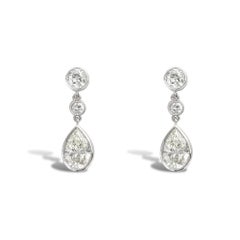 A Pair Of Pear Shape Diamond Drop Earrings