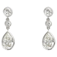 A Pair Of Pear Shape Diamond Drop Earrings