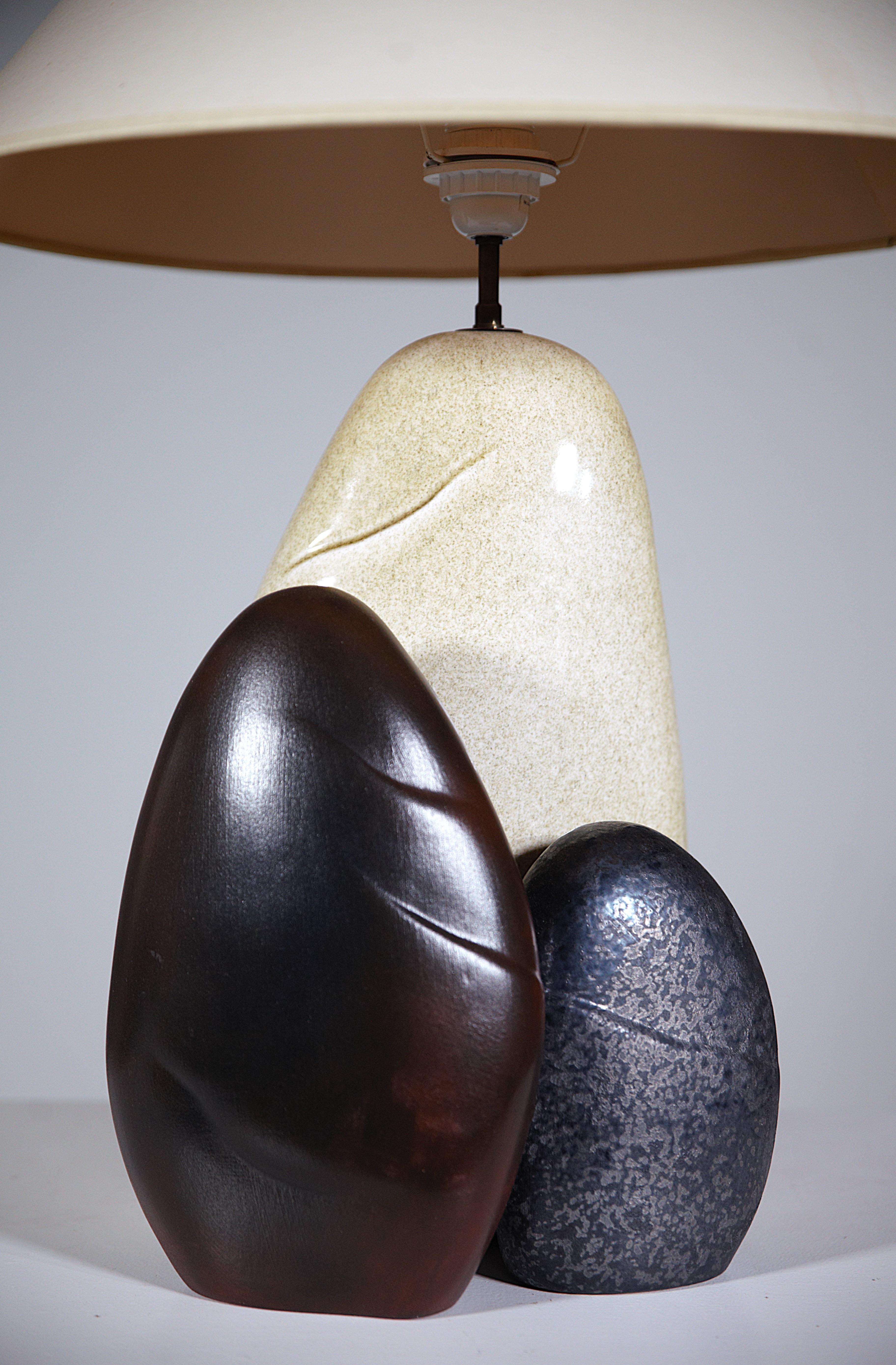 A Pair of Pebble Lamp by François Châtin France 1990s In Good Condition For Sale In HYÈRES, FR