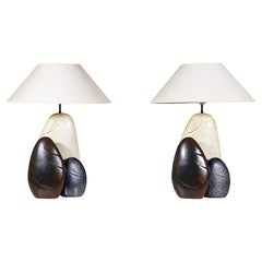 A Pair of Pebble Lamp by François Châtin France 1990s