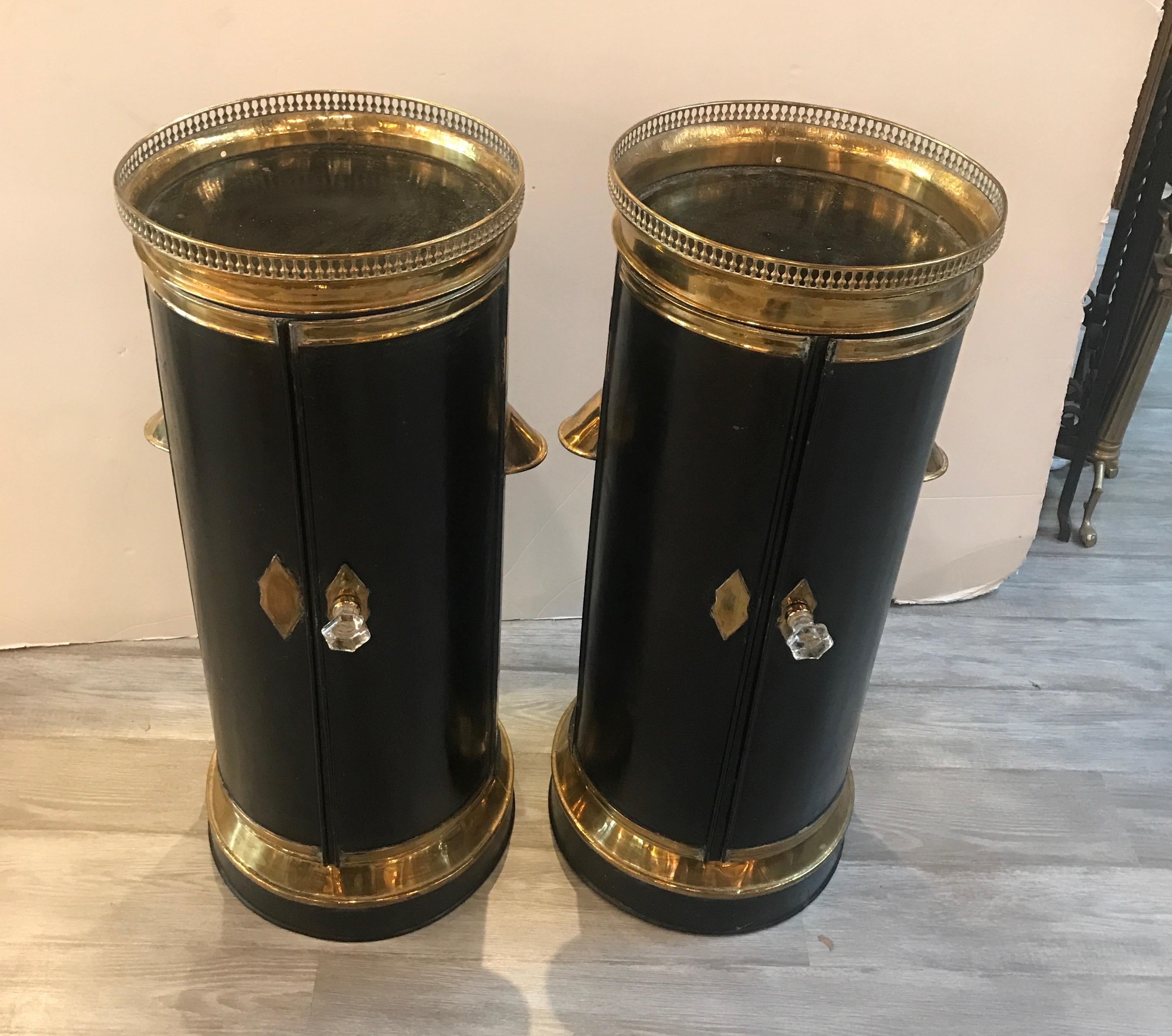Pair of Pedestal Plate Warmer Cabinets 5