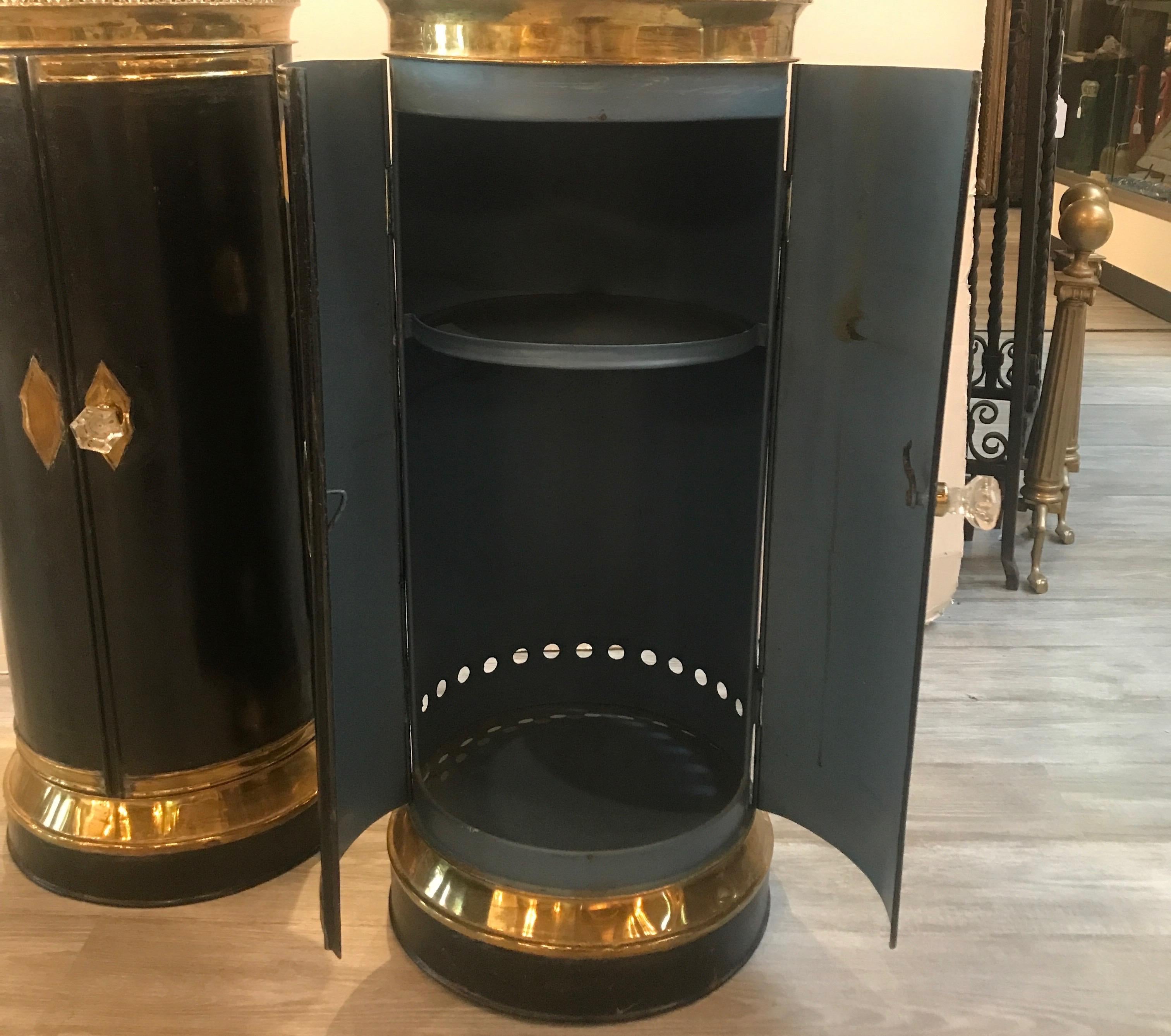 European Pair of Pedestal Plate Warmer Cabinets
